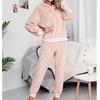 Women Fashion Casual Solid Pockets Plush Long Sleeve Long Pants Home Suit