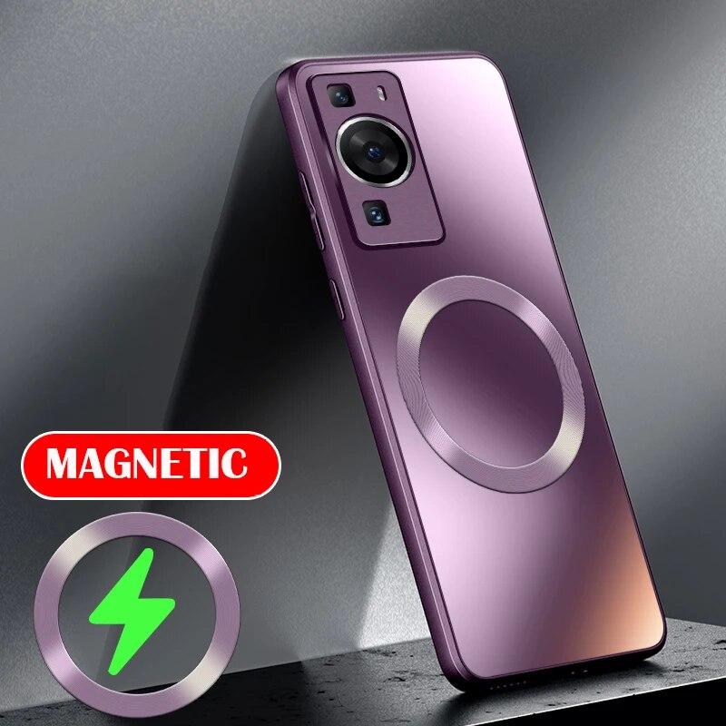 

AG матовый силиконовый жесткий чехол для Huawei P60 P50 P40 P30 Pro P40pro, полный защитный матовый чехол для телефона, магнитный чехол с беспроводной зарядкой P30 Pro темно-фиолетового