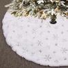 Short Plush Christmas Tree Skirt Xmas Trees Skirts Base Cover Snowflake Santa Claus Snowman Pattern Home Party Xmas Decoration