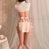 Sexy Chest Open Strap White Turtleneck Sweater Two-piece Set Erotic Underwear Uniform Temptation Two-dimensional Breast Wear