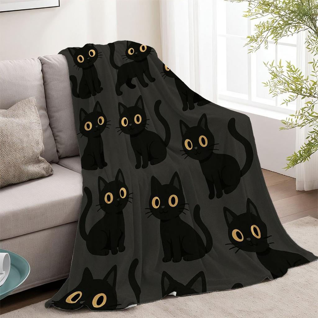 Entzückende Kätzchen-Print Flanell-Kuscheldecke – Süßes Geschenk für Homeoffice Sofa Auto Nickerchen