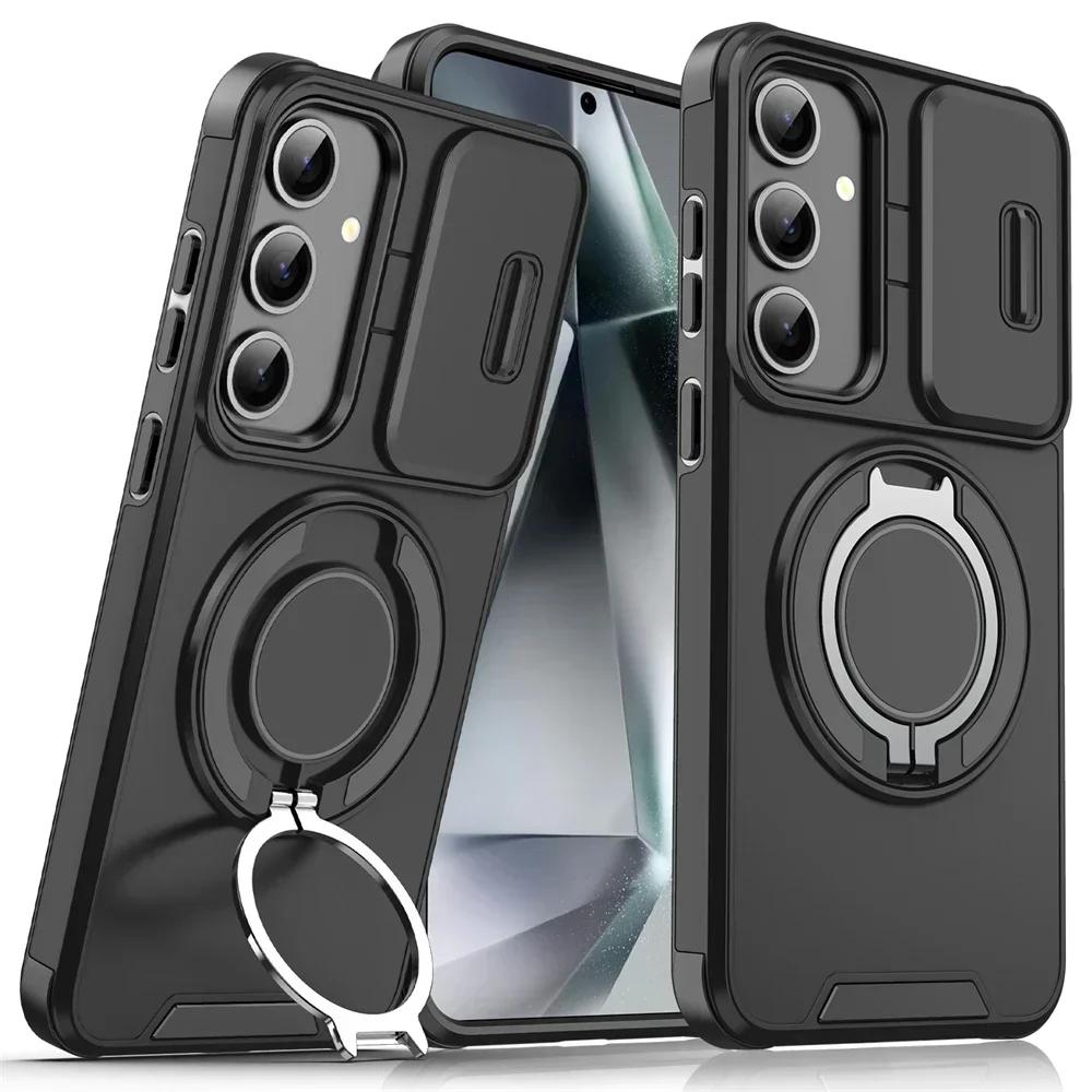 Magnetic Holder Phone Case for Samsung A17 A07 A16 A06 A55 A35 A25 A15 A54 A14 A23 A13 5G 4G A03S Slide Camera Protection Cover