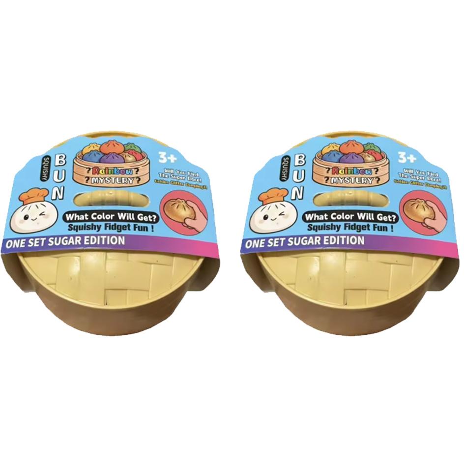 Brinquedo Squishy de Bolinho Arco-Íris com Glitter Enchido de Bolinhas Squeeze Fidget com Estojo de Cozedor Sensorial Macio para Alívio do Stress e Relaxamento