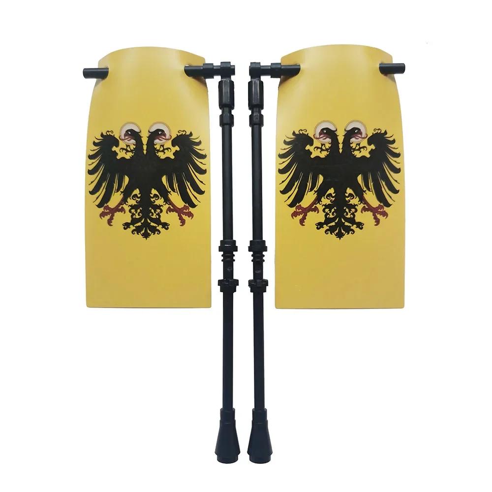 Klocki Budowanie Flag Miasta-Państwa Średniowieczne Postać Wojskowa Flaga Broń Starożytne Święte Cesarstwo Rzymskie Jerozolima Rycerz Świętego Łazarza Legion Zabawka