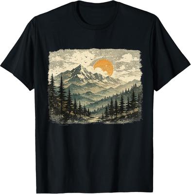 Vintage Mountain Landscape, Distressed Wilderness Nature T-Shirt