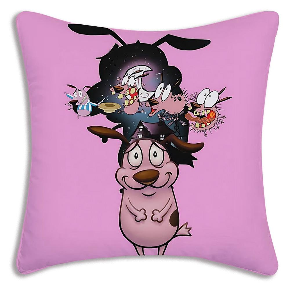 Anime For C-Cowardly Dog Pillow Covers Cartoon Sofa Decorative Home Double-sided Printing Short Plush Cute Cushion Cover