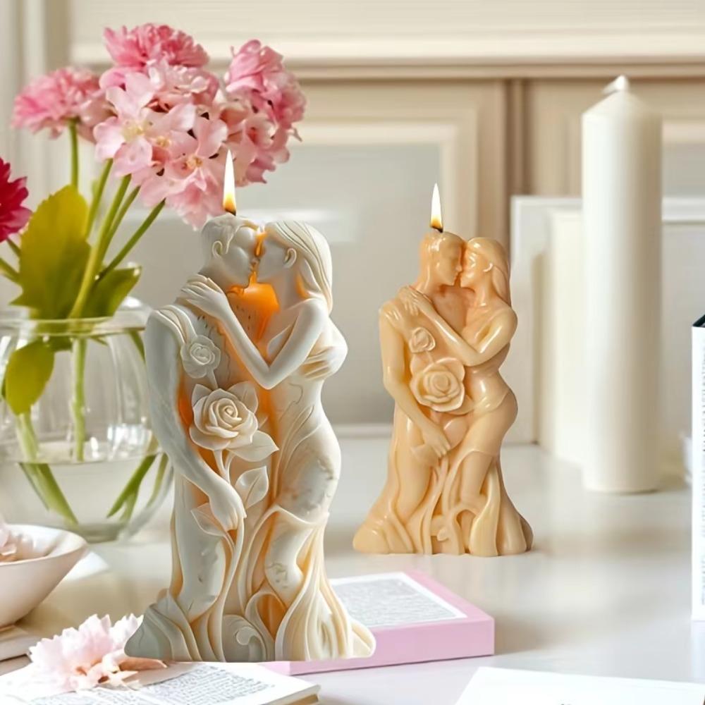 Reusable Couple Aromatherapy Candle Mold Silicone Ornaments Mold Plaster Mold  Valentine's Day Gift