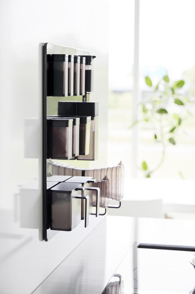 Yamazaki Film Hook Steel Panel, Black, Dimensions: W45 X D1.2 X H50cm (including Film Hook), Tower, Floating Storage, Kitchen Panel, Magnetic