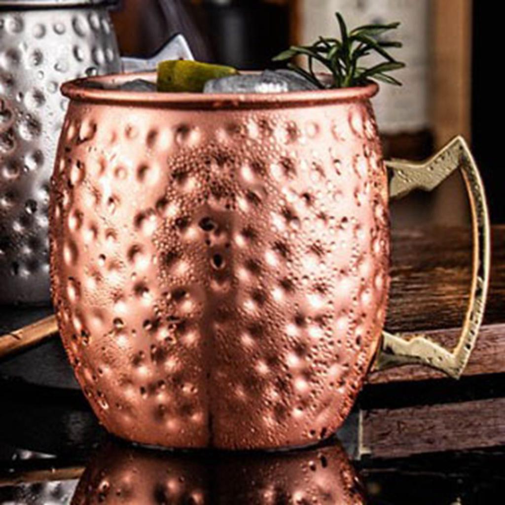 2Pcs 530ML Elegant Hammered Point Cup Copper Plated Stainless Steel Hammer Point Mug for Cocktail