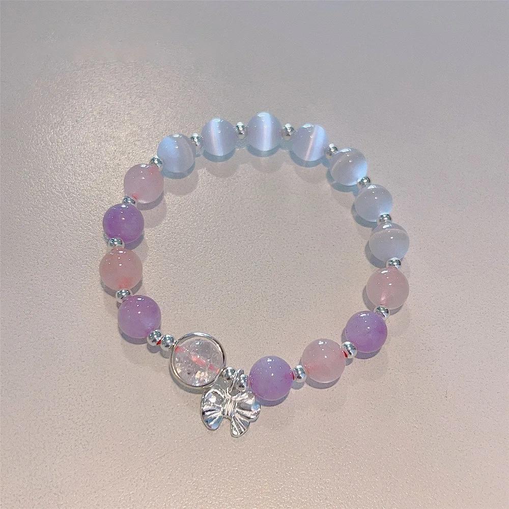 Nischendesign Sternkette Quastenarmband für Frauen Fantasie Blaue Kristallperlen Elastisches Seilarmband Beste Freundin Schmuck Geschenke
