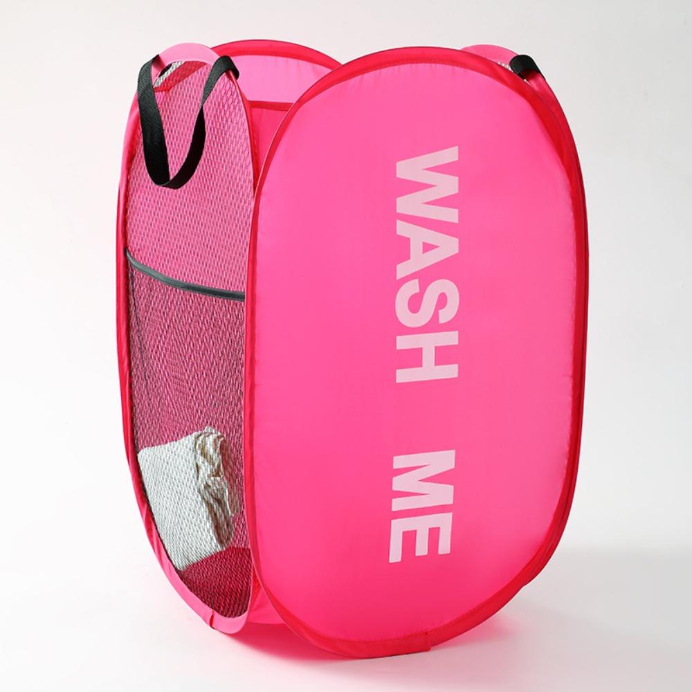 Portable Mesh Pop Up Laundry Hamper Wide Opening Breathable Collapsible Space-Saving Laundry Basket Dorm Travel Bathroom Items