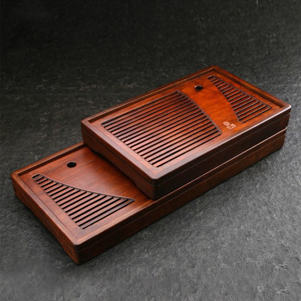 Chinese Bamboo Tea Tray Drainage Water Storage Kung Fu Tea Set Drawer Household Board Chinese Storage Tray
