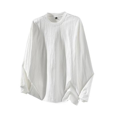 New Autumn Bark Textured Pullover T-shirt for Men's Large Size Long-sleeved Shoulder Top