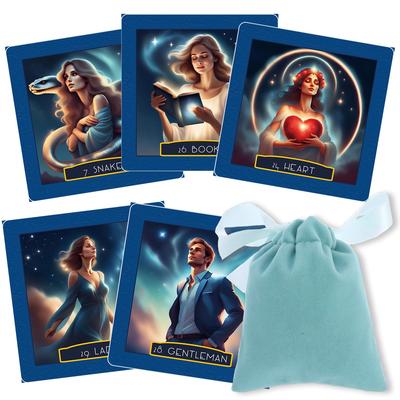 [Officially Imported, Limited Quantity] Star Kingdom Lenormand | Lenormand Cards, 36-Piece Set [Includes Drawstring Pouch] | 63x63mm Black Cardstock