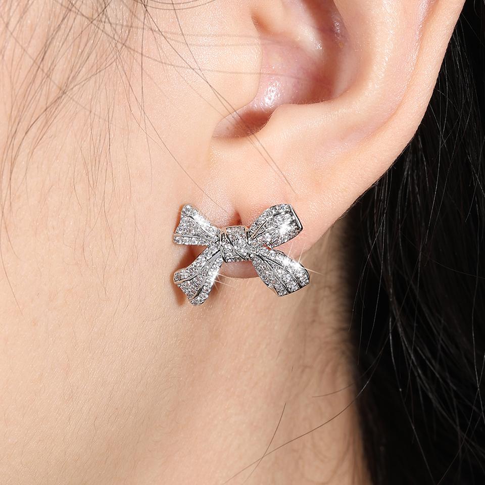 ZAKOL Romantic Bowknot Women Stud Earrings Full Paved Shiny Crystal Zircon Delicate Accessories Fashion Earring Zircon