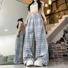 Women's High-Waisted Retro Plaid Wide-Leg Cargo Pants - Summer BF Style