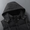 Autumn Winter Men Long Vest Hooded Fashion Thick Warm Sleeveless Parka Casual Black Jacket