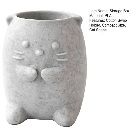 Cotton Swab Holder Cat Shape Dental Floss Storage with Open Design Box Compact Cute Organizer