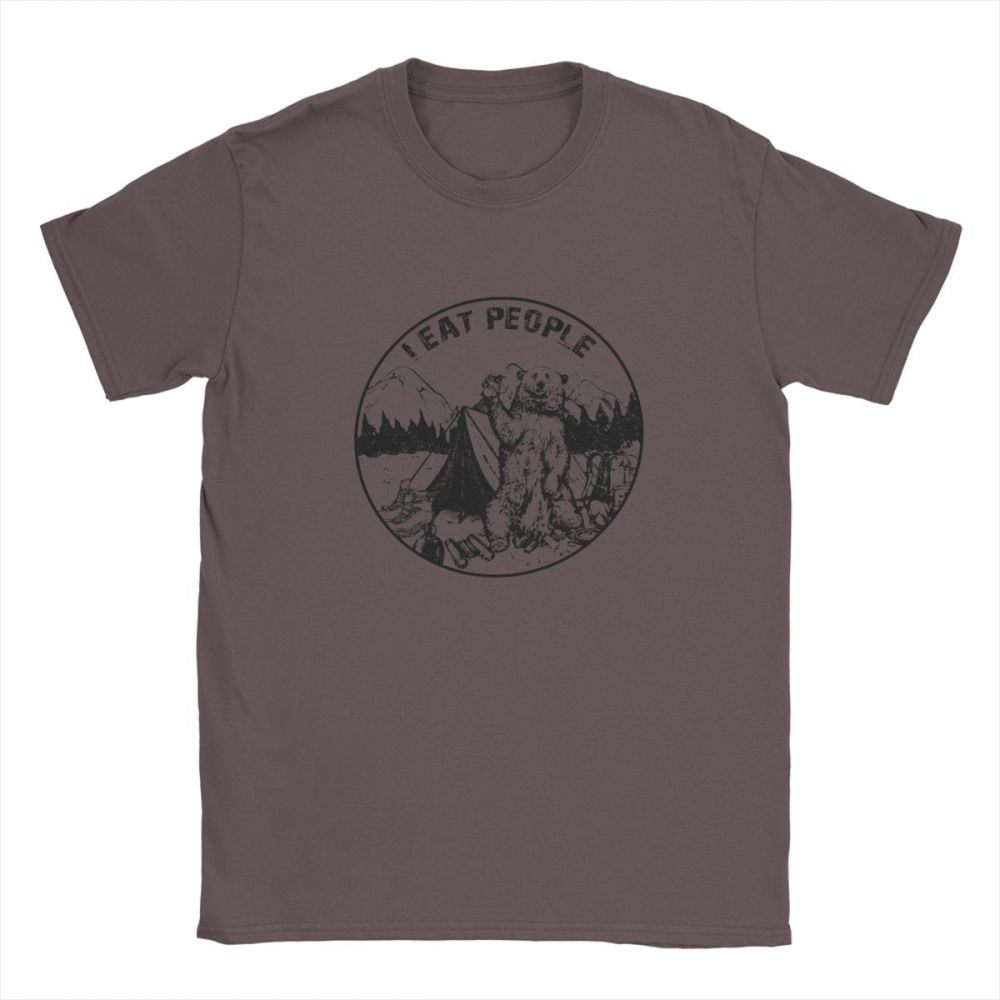 Fashion T Shirt I Hate People I Eat People Bear Men Tshirt Camping Hiking Short Sleeve Clothes Classic Tees 100 Cotton TShirt S