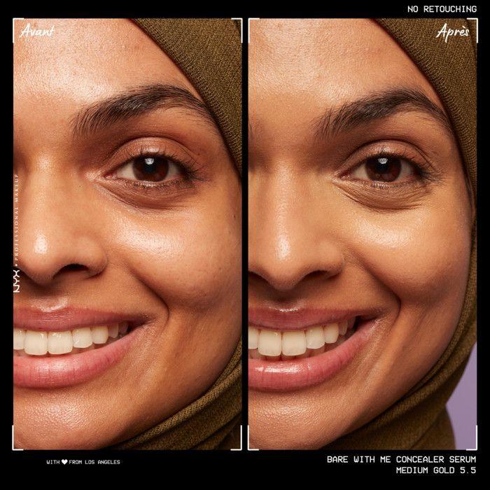 NYX Professional Makeup Anti-Cernes Sérum Correcteur Bare With Me, Fini Naturel, Couvrance Moyenne, Teinte : Medium Golden (05.5)