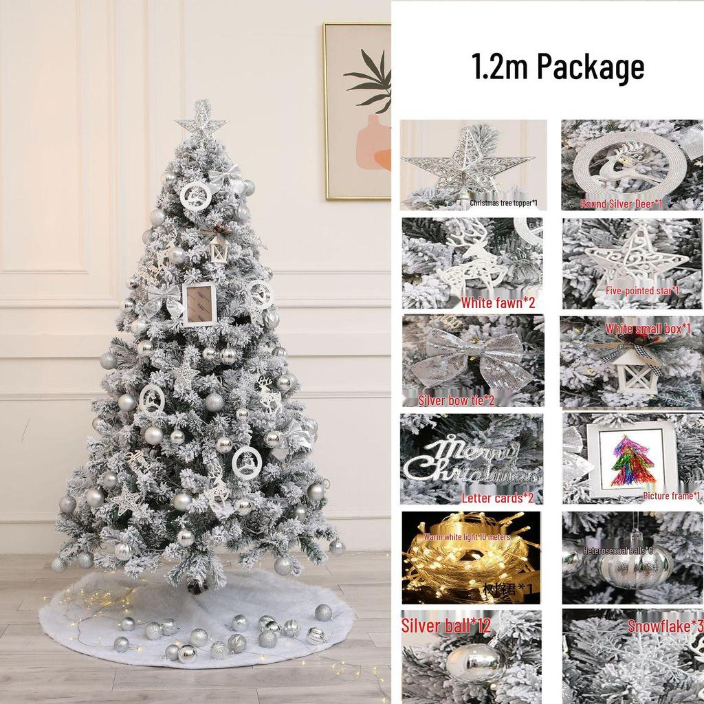 Luxury Flocked Snow Christmas Tree with Ornaments for Home Décor