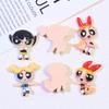 6Pcs Kawaii Anime The Powerpuff And Girls Series Resin Model Toys Cute Cartoon Character Creativity Diy Keychain Material