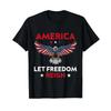 America Let Freedom Reign Bald Eagle USA Flag T Shirt Black Vintage Washed Comfortable Soft Streetwear Versatile Slightly