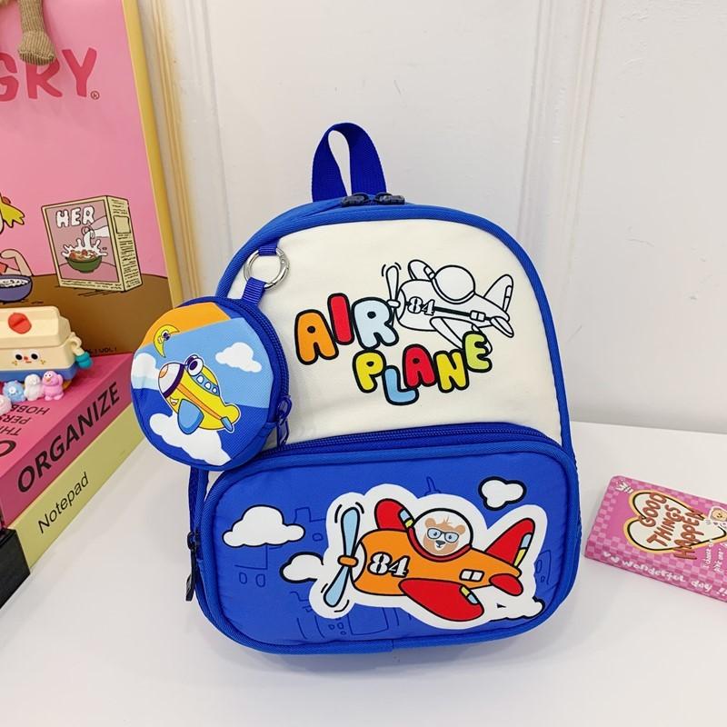 With Childrens Backpack Cartoon Cat And Airplane Print Design For Use Daily