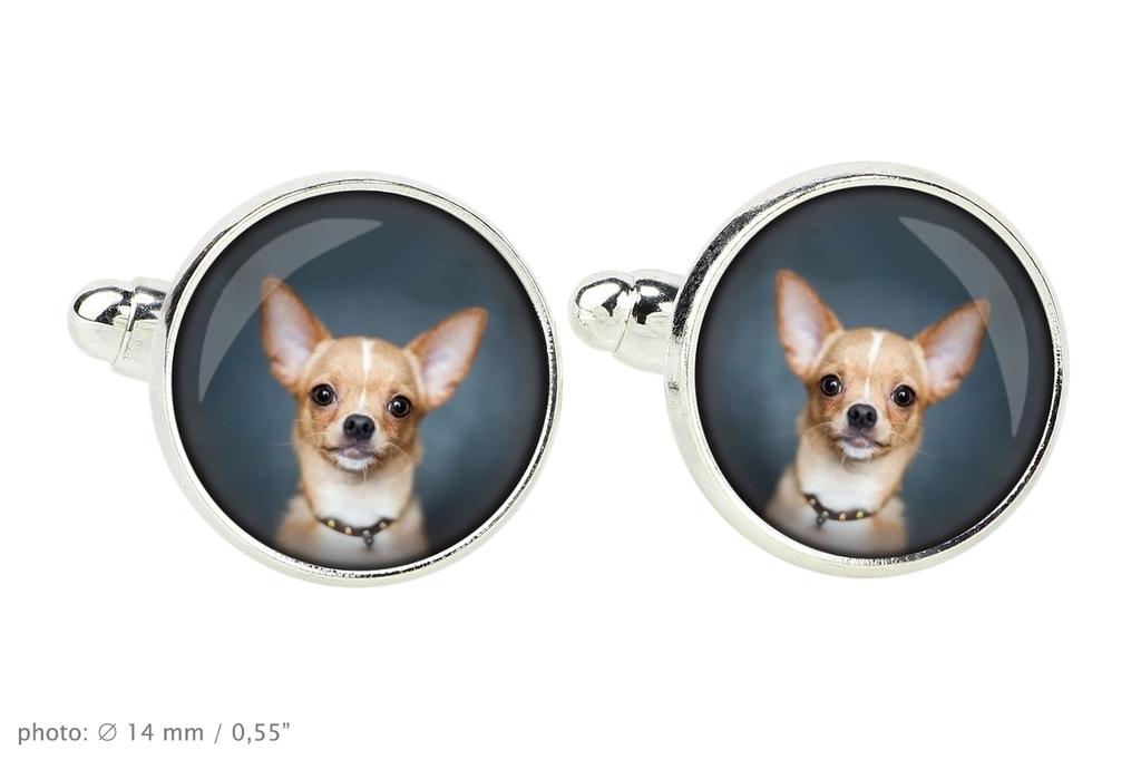 Chihuahua short-haired, Chihuahua smooth - cufflinks and tie with your photo, a suit decoration, men's jewelry from the Art-Dog brand.