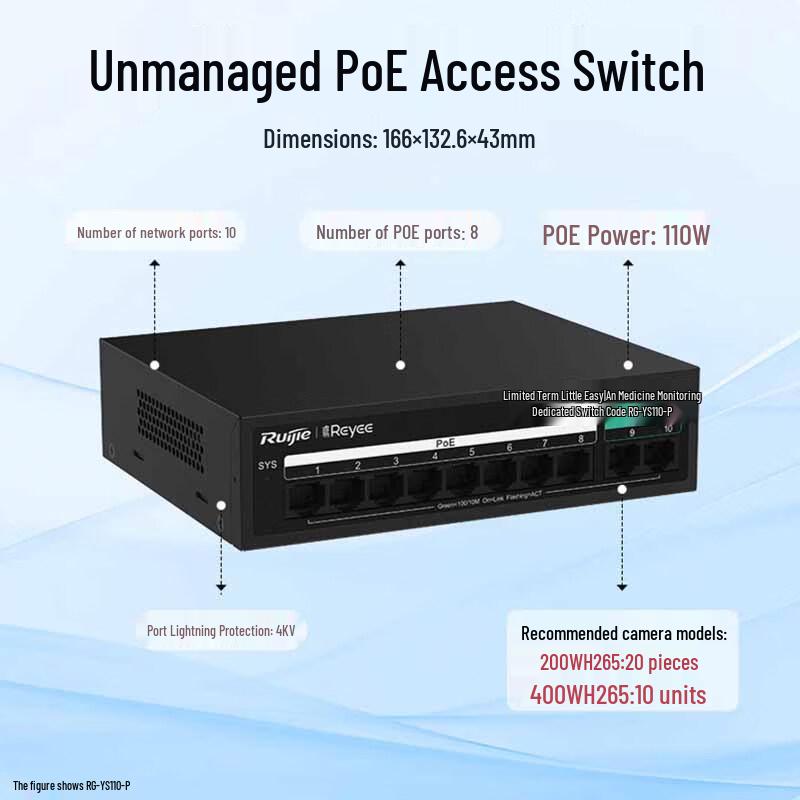 Ruijie RG-YS110-P 10-Port Fast Ethernet Unmanaged PoE Switch