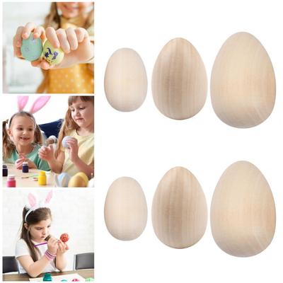 6Pcs Wooden Simulated Egg Creative DIY Graffiti Painted Wooden Easter Eggs Happy Easter Decorations Painted Bird Pigeon Eggs DIY