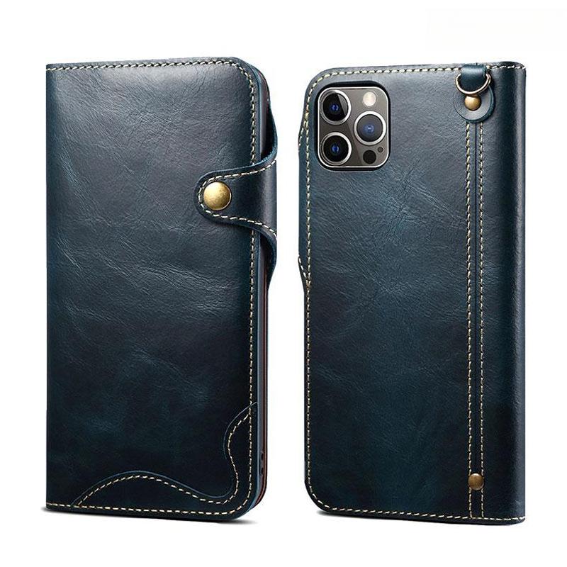Suitable for Apple 16promax Phone Case Oil Wax Flip Cover Card, IPhone15 Business 14, Anti-drop 13, Cowhide Case