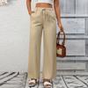 Women's Fashionable Color High Waist Casual Drawstring Pocket Loose Wide Leg Pants