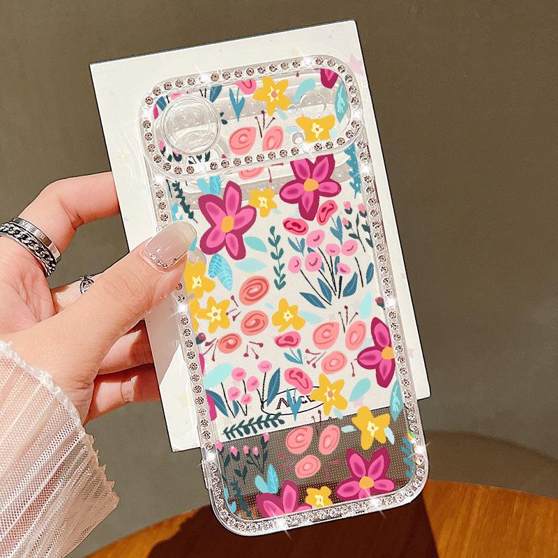 Bling Diamond Oil Painting Soft Silicone Case For iPhone 16e 16 15 14 13 17 Pro Max 13 15 Pro 17 Shockproof TPU Phone Cover