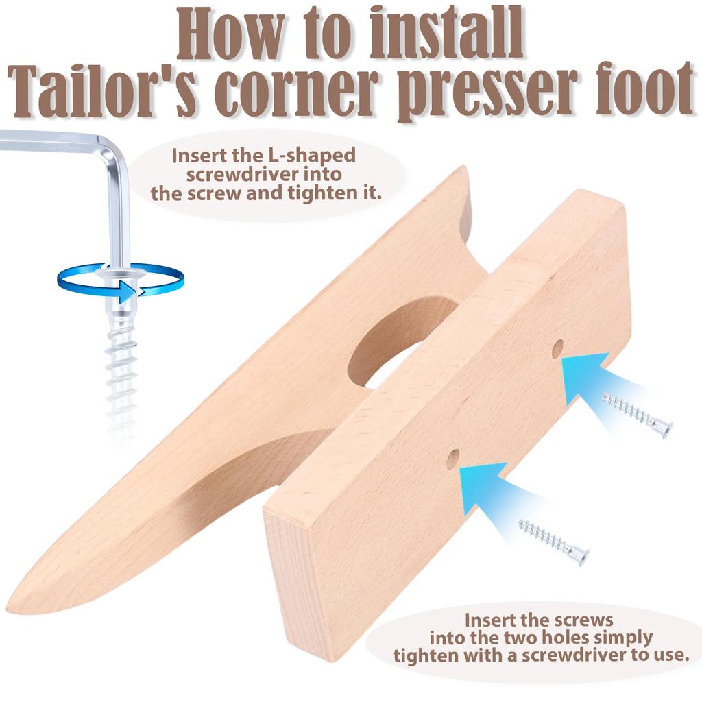 Tailor Point Press Clapper 2 In 1 Beech Wood Tailor Point Presser and Pounding Block for Fabric Seam and Corner