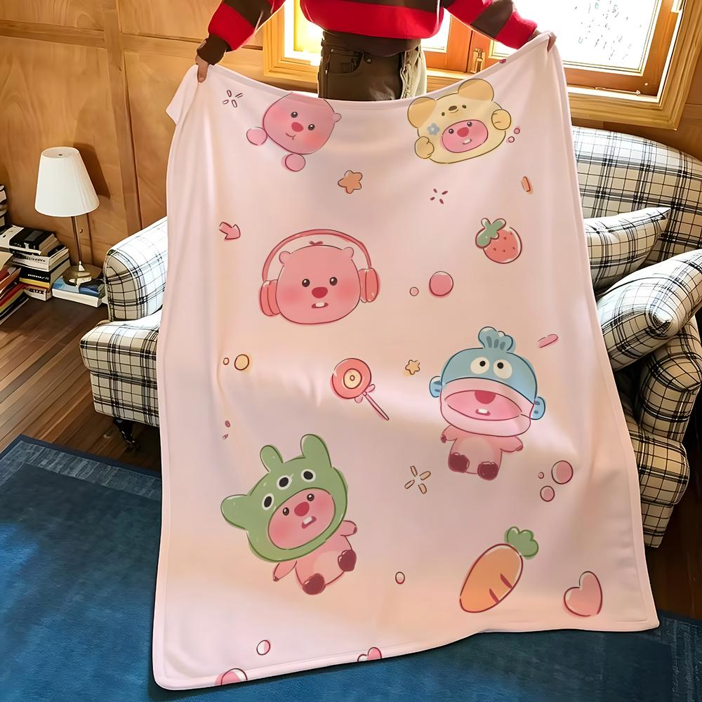 Cartoon L-Loopy Throw Flannel Cozy Print Blanket, Portable, Durable Machine Washable Cute Cool