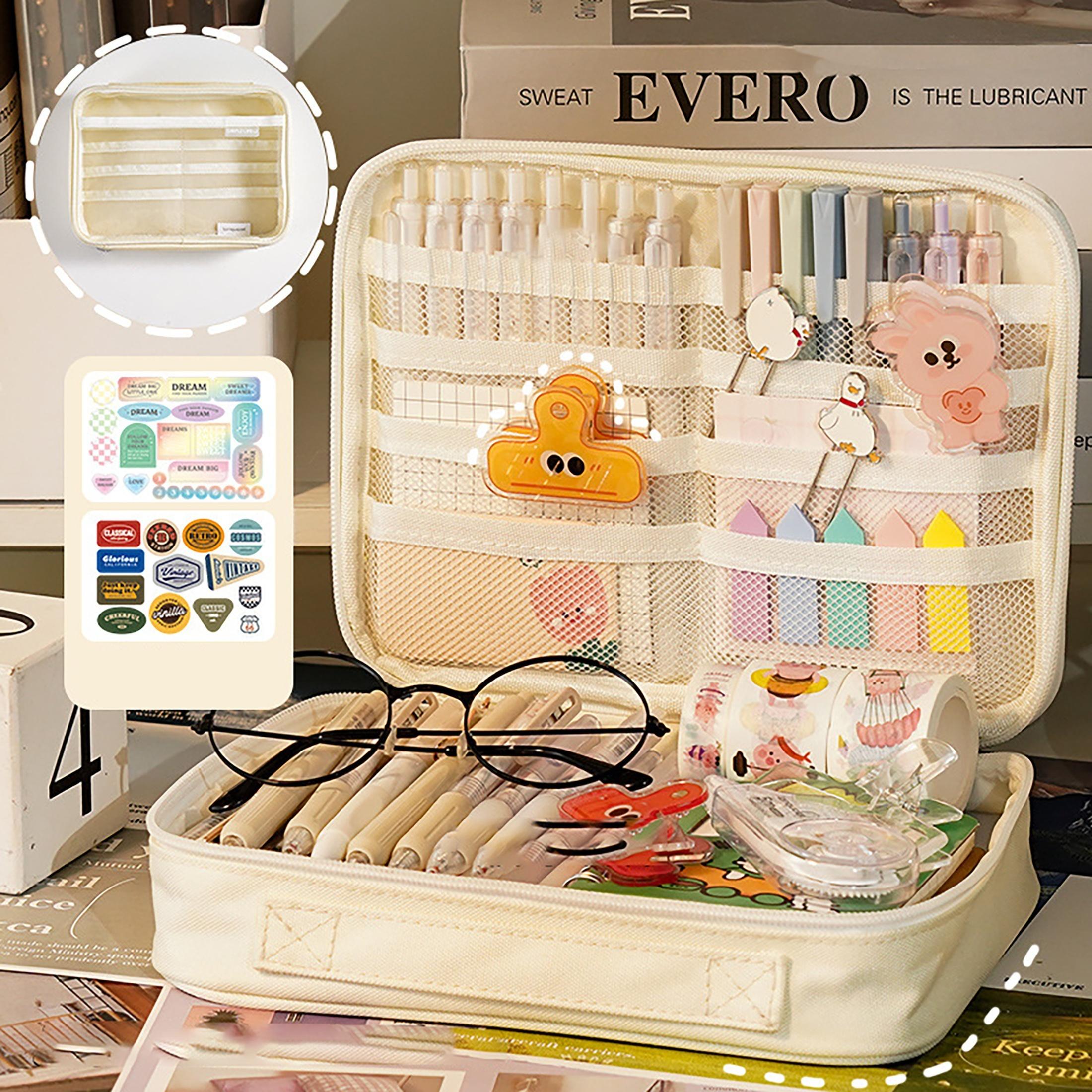 

1 шт. пенал большой емкости, портативный пенал для переноски, сумка для хранения канцелярских карандашей, портативный пенал-органайзер белый