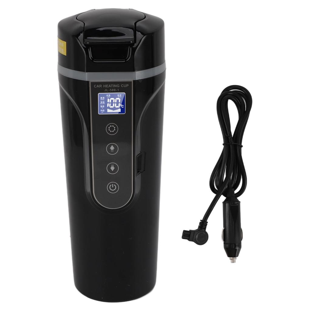 500ml Intelligent Screen Display Car Electric Kettle Car Electric Hot Water Mug Portable Car