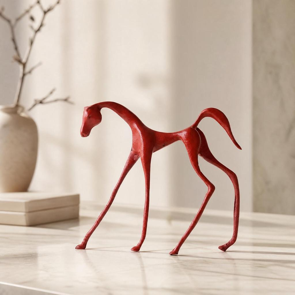 Alloy Horse Decor Statue Modern Geometric Figurine Contemporary for Display Shelf, Hotel