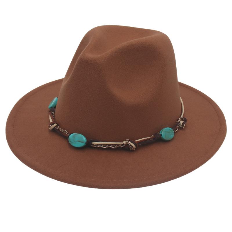 New Emerald Western Style Top Hat Resin Accessories Jazz Hat European And American Style Woolen Felt Hat