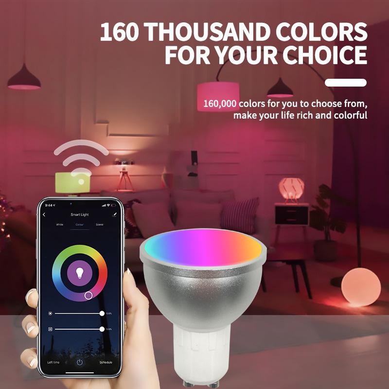 Voice-Controlled Smart GU10 Spotlight: RGBCW Dimming, Color Tuning, Alexa & Tuya WiFi Compatible