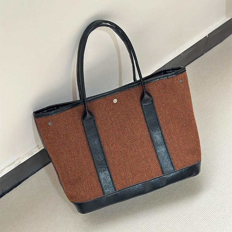 

Новые осенне-зимние женские сумки, ретро шерстяные портативные большие сумки, простые и вместительные сумки-тоут для поездок на работу. темно-коричневого