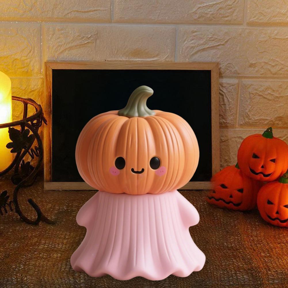 Pink Halloween Ghost Ornament Handheld Pumpkin Decoration Figurine Set for Home Decor
