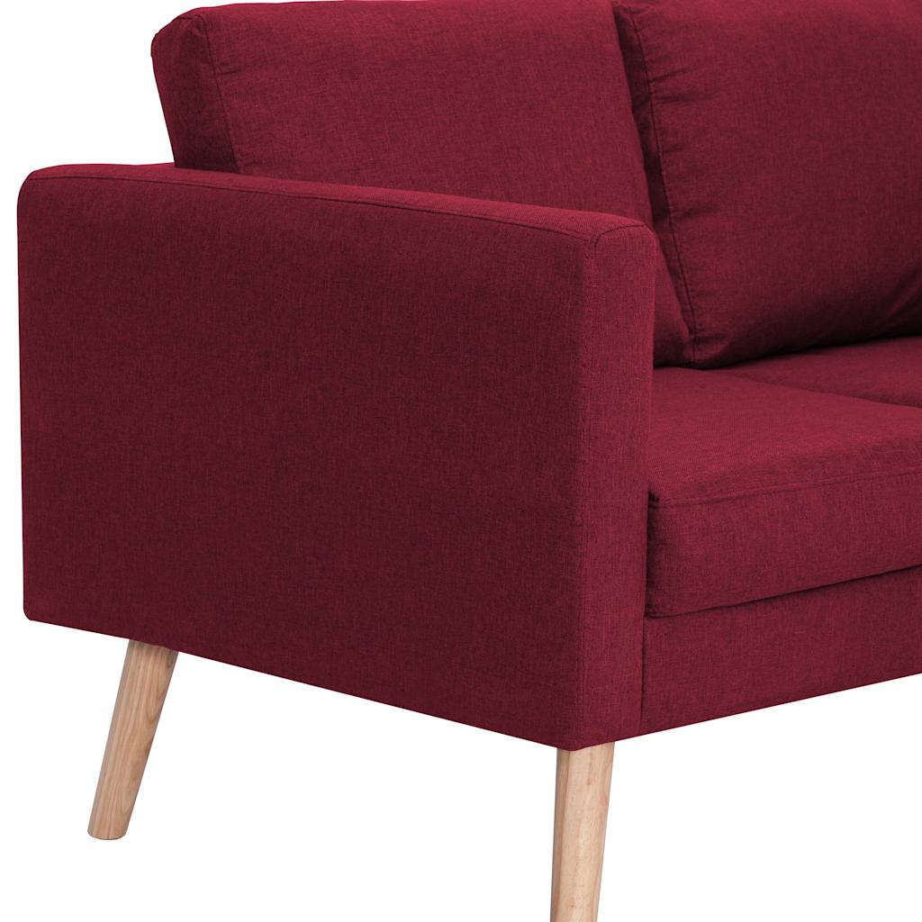 3 Seater Sofa Fabric Burgundy Red