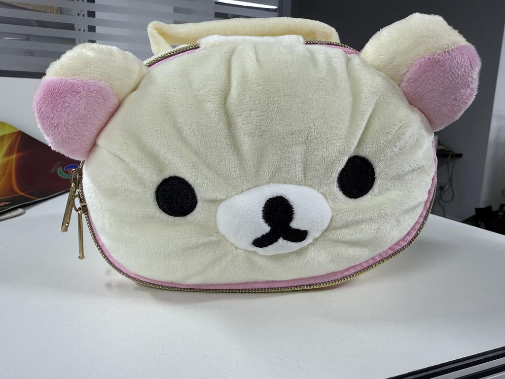 Cute 3D Bear Girl Elliptical Makeup Bag Portable Cartoon Storage Pouch