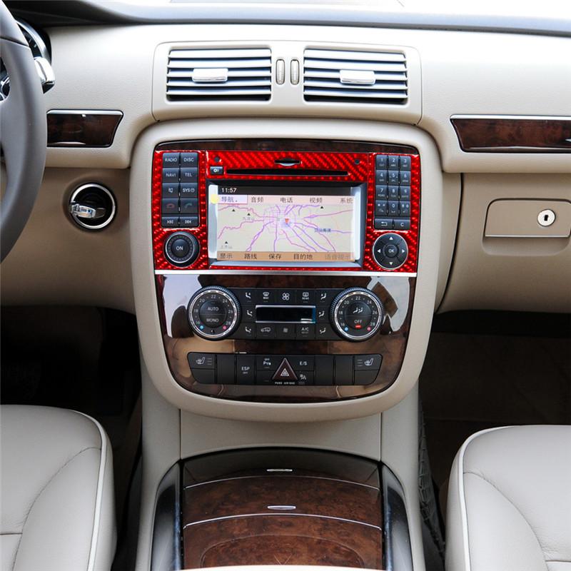 Kohlefaser Auto Mittelkonsole CD-Player Radio Rahmen Verkleidung Aufkleber für Mercedes R-Klasse 2009-2012 Innenraum Zubehör