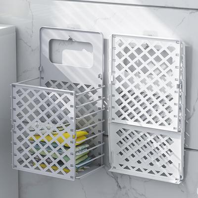 Folding Wall-Mounted Large Dirty Laundry Basket Home Bathroom Punching Free Clothes Storage Basket Plastic Hollow Out Hamper