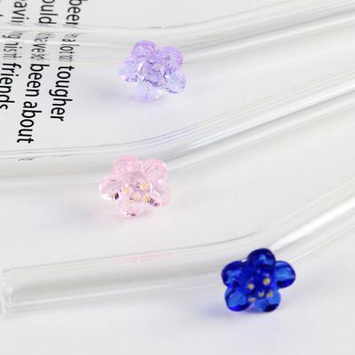Flower Glass Straw Reusable Drinking Straws Cute Straw For Festival Party Wedding Cocktail Bar Beachs
