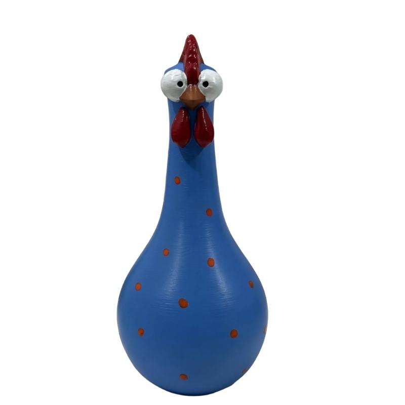 Colorful Dot Rooster Shape Flower Vases, 2 Piece Funny Resin Long Neck Chicken Sculpture For Living Room Office Decoration