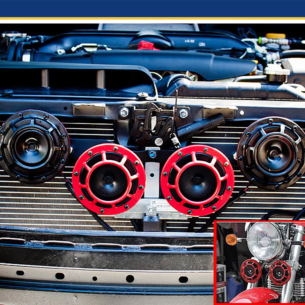 2 Pieces Car Horns 12V Motorcycle Modified Trumpets Super Loud Electric Loudspeaker for Truck RV  Red